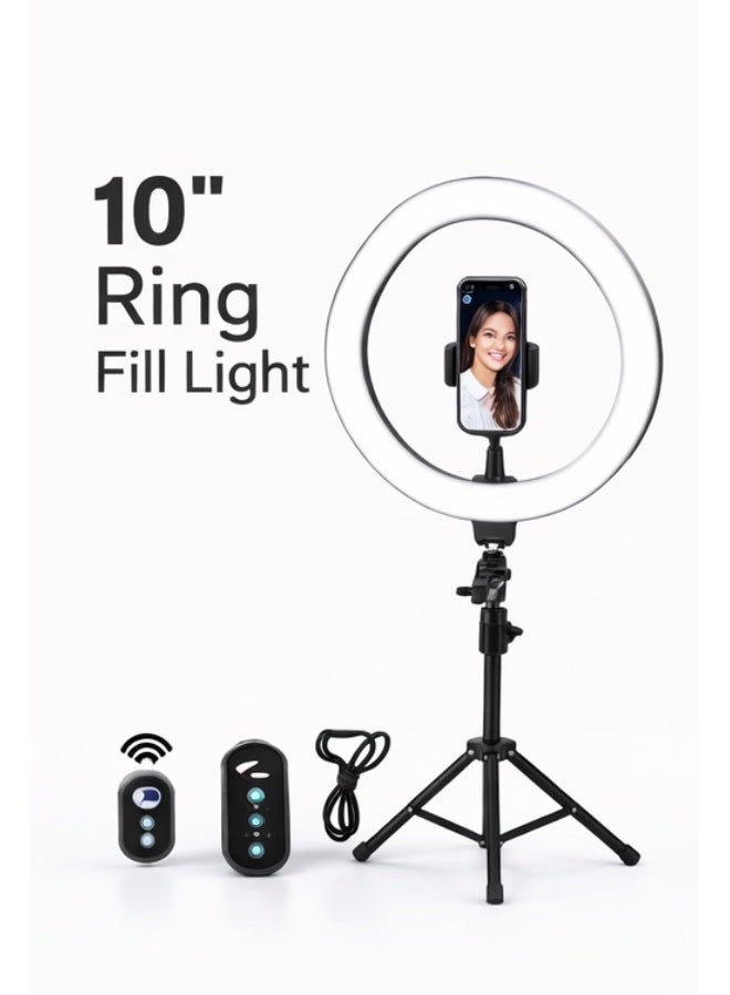 10 Inch LED Ring Fill Light with Tripod Stand & Phone Holder – 3 Color Modes, Adjustable Brightness, USB Powered Selfie Ring Light for TikTok, Live Streaming, Makeup & Photography - Image 2